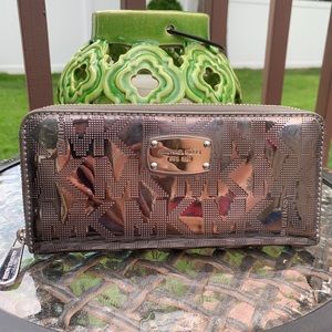 Shiny Silver/Rose Gold MK Wallet